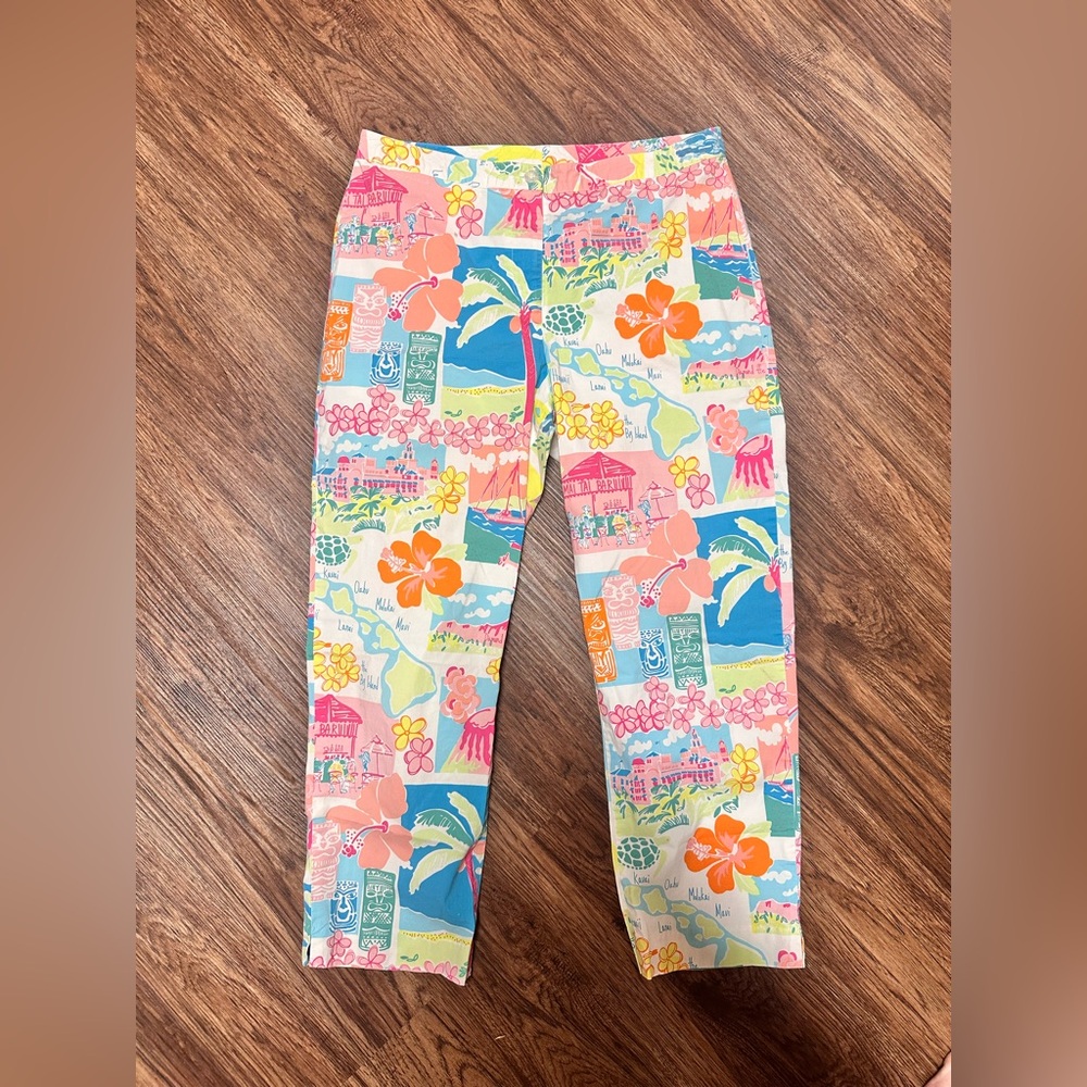 Lilly Pulitzer Bright Colorful Whimsy Women’s Travel Tropical Pants size 10